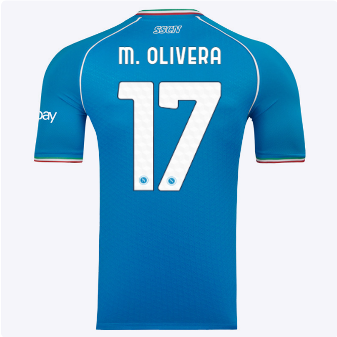 SSC Napoli Kits Collection | SSC Napoli Euro Home Match Shirt 20232024 – 17 – Mathías Olivera Jerseys And Apparel For Fans