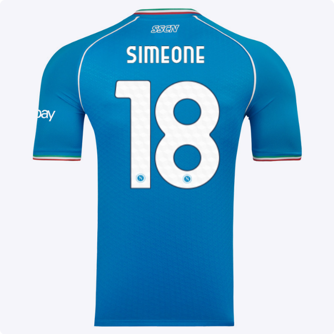SSC Napoli Kits Collection | SSC Napoli Euro Home Match Shirt 20232024 – 18 – Giovanni Simeone Jerseys And Apparel For Fans