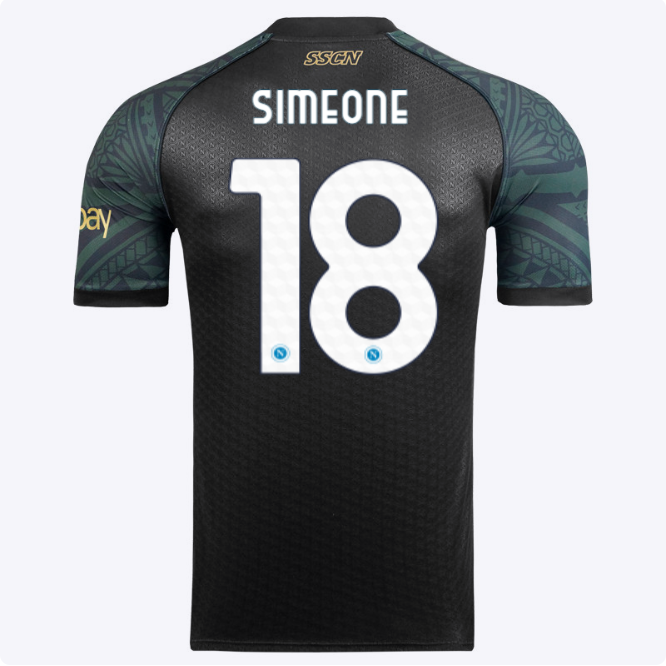 SSC Napoli Kits Collection | SSC Napoli Euro Third Match Shirt 20232024 – 18 – Giovanni Simeone Jerseys And Apparel For Fans