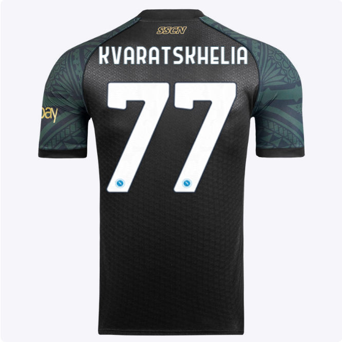 SSC Napoli Kits Collection | SSC Napoli Euro Third Match Shirt 20232024 – 77 – Khvicha Kvaratskhelia Jerseys And Apparel For Fans