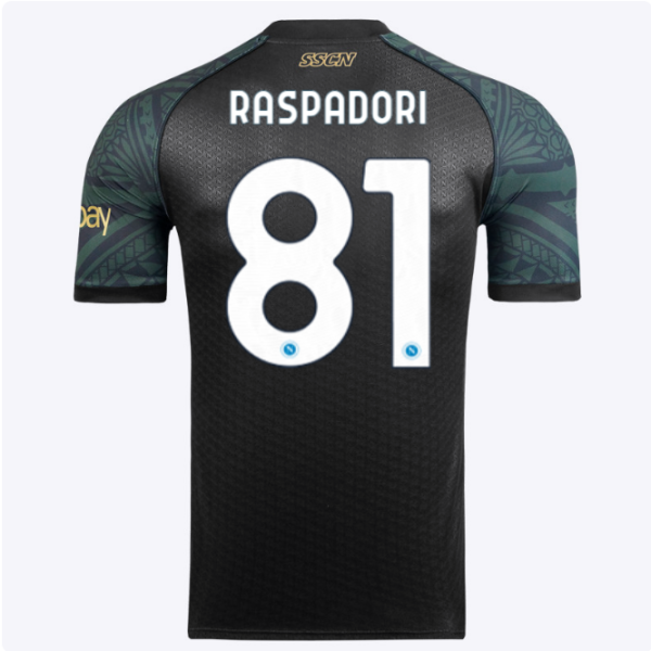 SSC Napoli Kits Collection | SSC Napoli Euro Third Match Shirt 20232024 – 81 – Giacomo Raspadori Jerseys And Apparel For Fans