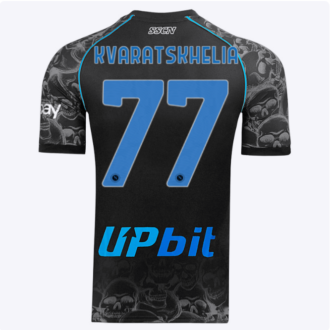SSC Napoli Kits Collection | SSC Napoli Halloween Match Shirt 20232024 – 77 – Khvicha Kvaratskhelia Jerseys And Apparel For Fans