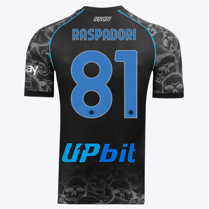 SSC Napoli Kits Collection | SSC Napoli Halloween Match Shirt 20232024 – 81 – Giacomo Raspadori Jerseys And Apparel For Fans