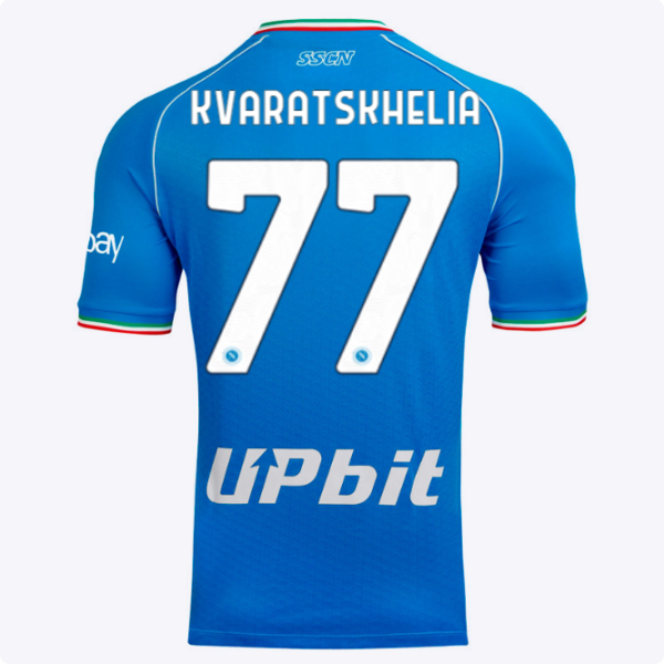 SSC Napoli Kits Collection | SSC Napoli Home Match Shirt 20232024 – 77 – Khvicha Kvaratskhelia Jerseys And Apparel For Fans