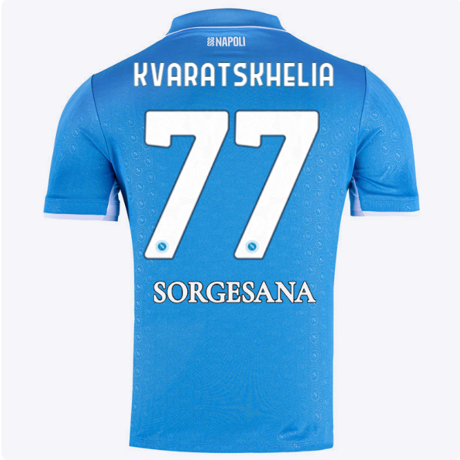 SSC Napoli Kits Collection | SSC Napoli Home Match Shirt 20242025 – 77 – Khvicha Kvaratskhelia Jerseys And Apparel For Fans