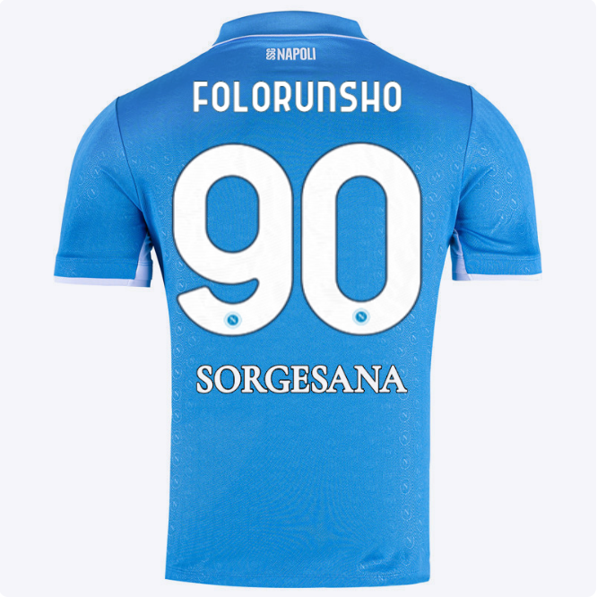SSC Napoli Kits Collection | SSC Napoli Home Match Shirt 20242025 – 90 – Michael Folorunsho Jerseys And Apparel For Fans