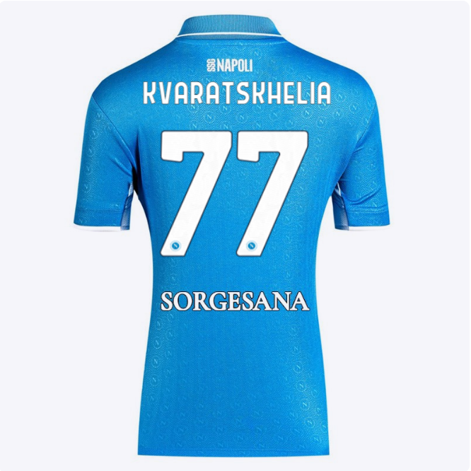 SSC Napoli Kits Collection | SSC Napoli Lady Home Match Shirt 20242025 – 77 – Khvicha Kvaratskhelia Jerseys And Apparel For Fans