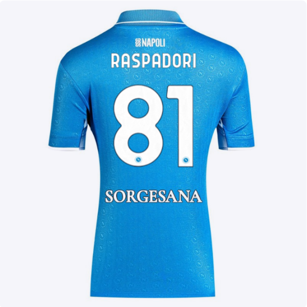 SSC Napoli Kits Collection | SSC Napoli Lady Home Match Shirt 20242025 – 81 – Giacomo Raspadori Jerseys And Apparel For Fans