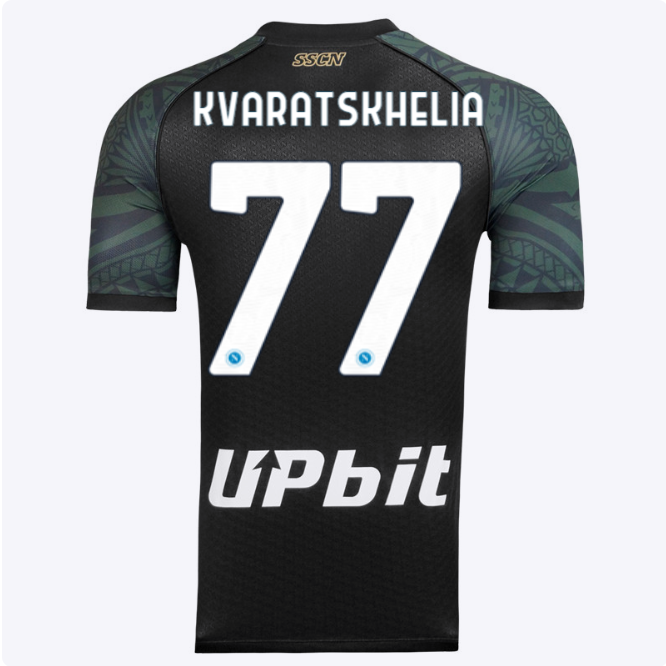 SSC Napoli Kits Collection | SSC Napoli Third Match Shirt 20232024 – 77 – Khvicha Kvaratskhelia Jerseys And Apparel For Fans