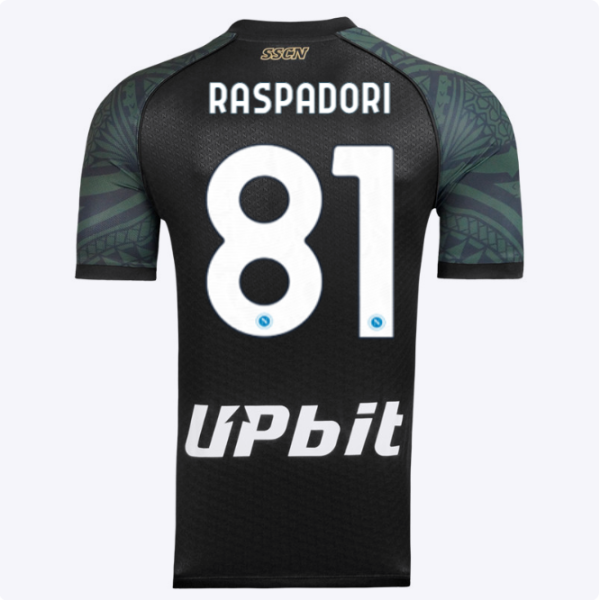SSC Napoli Kits Collection | SSC Napoli Third Match Shirt 20232024 – 81 – Giacomo Raspadori Jerseys And Apparel For Fans