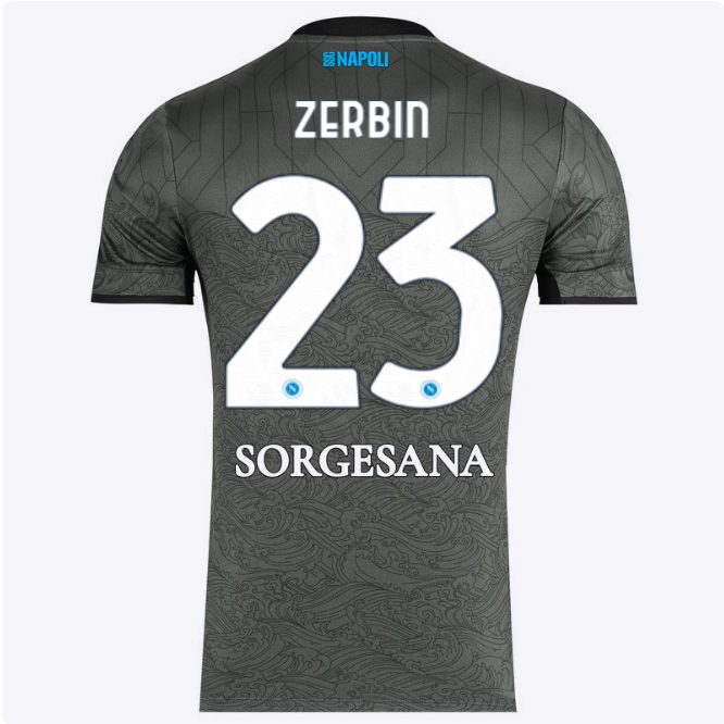 SSC Napoli Kits Collection | SSC Napoli Third Match Shirt 20242025 – 23 – Alessio Zerbin Jerseys And Apparel For Fans