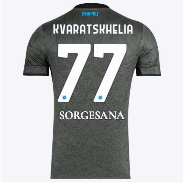 SSC Napoli Kits Collection | SSC Napoli Third Match Shirt 20242025 – 77 – Khvicha Kvaratskhelia Jerseys And Apparel For Fans