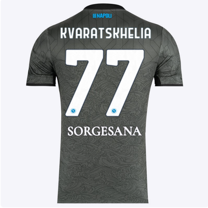 SSC Napoli Kits Collection | SSC Napoli Third Match Shirt 20242025 – 77 – Khvicha Kvaratskhelia Jerseys And Apparel For Fans