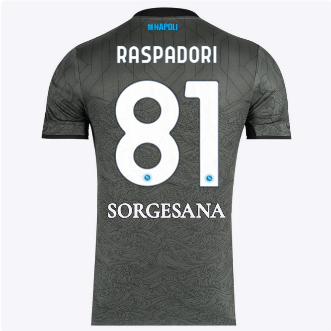 SSC Napoli Kits Collection | SSC Napoli Third Match Shirt 20242025 – 81 – Giacomo Raspadori Jerseys And Apparel For Fans