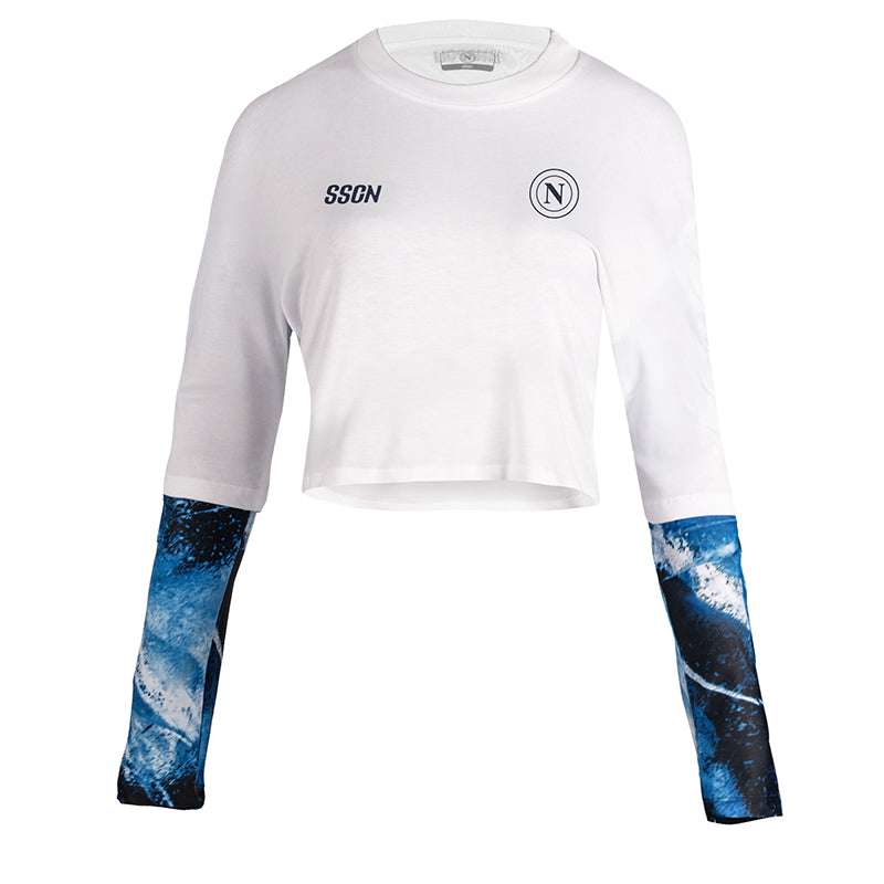 ssc napoli marechiaro white crop t-shirt